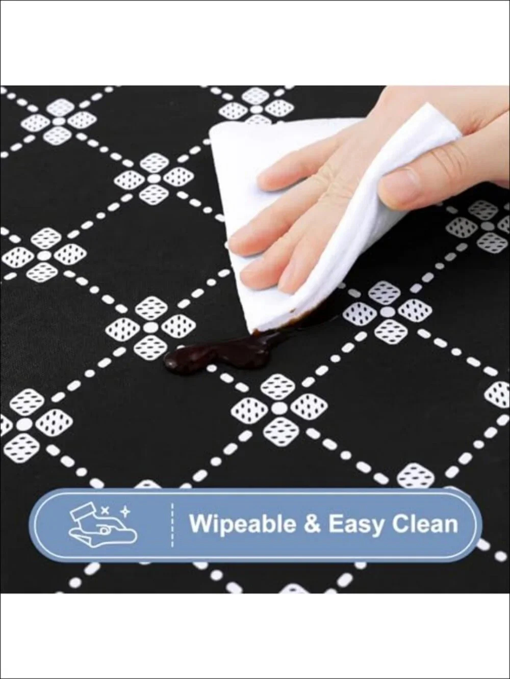 2 Pack Vinyl Fitted Tablecloth Flannel Back Waterproof Elastic Table Cover